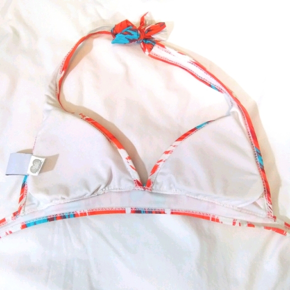 Island Love Orange Turquoise Bikini Top Large - Picture 2 of 3